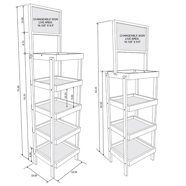 4-Post 17-Inch Wood Display Rack