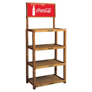 Coca-Cola 4-Shelf Wood Beverage Display Rack