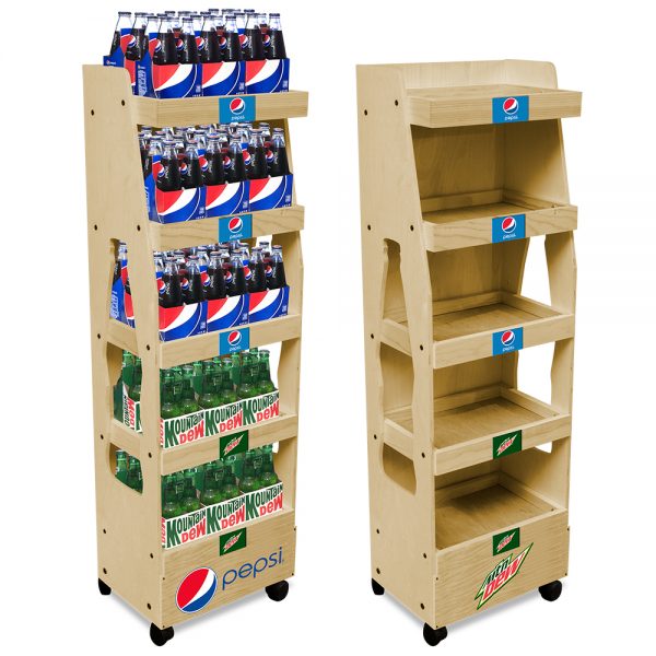 Pepsi Bottle Contour Wood Display Rack by InterMarket Technology