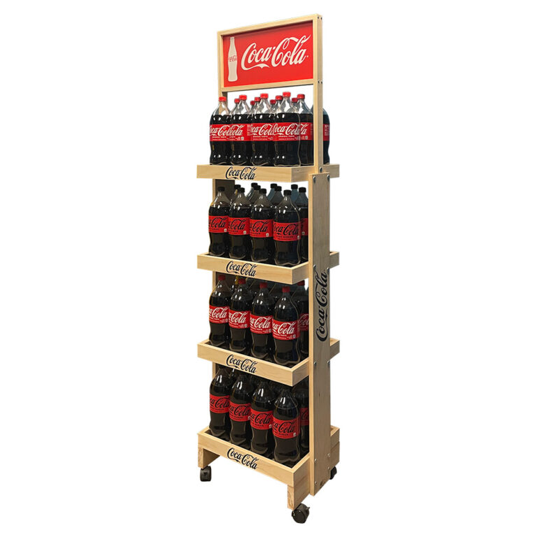 Soda Display Racks Coca-Cola SideBrander Wood Beverage Display Rack