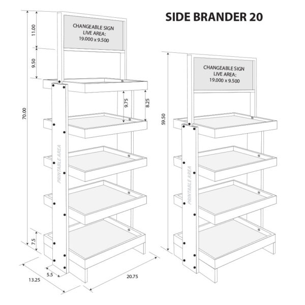 SideBrander 20-Inch Wood Display Rack