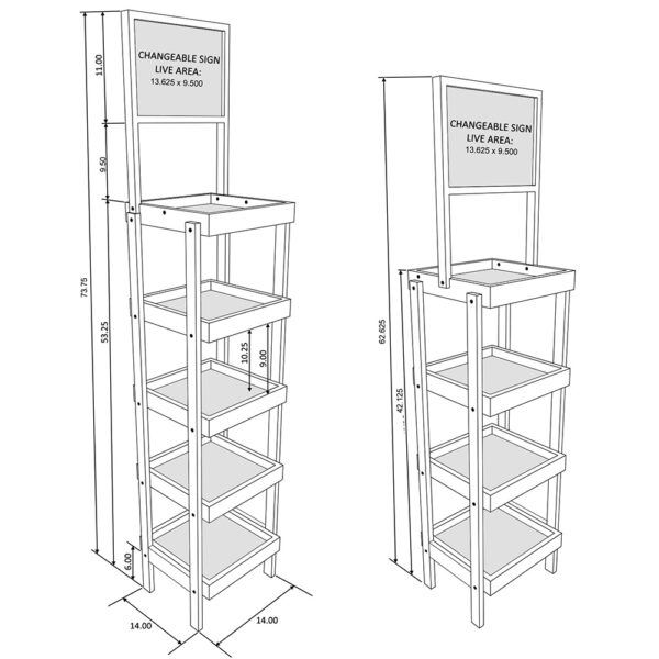 4-Post 14-Inch Wood Display Rack