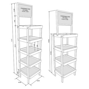 4-Post 17-Inch Wood Display Rack