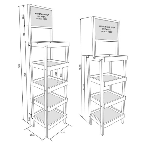 4-Post 17-Inch Wood Display Rack