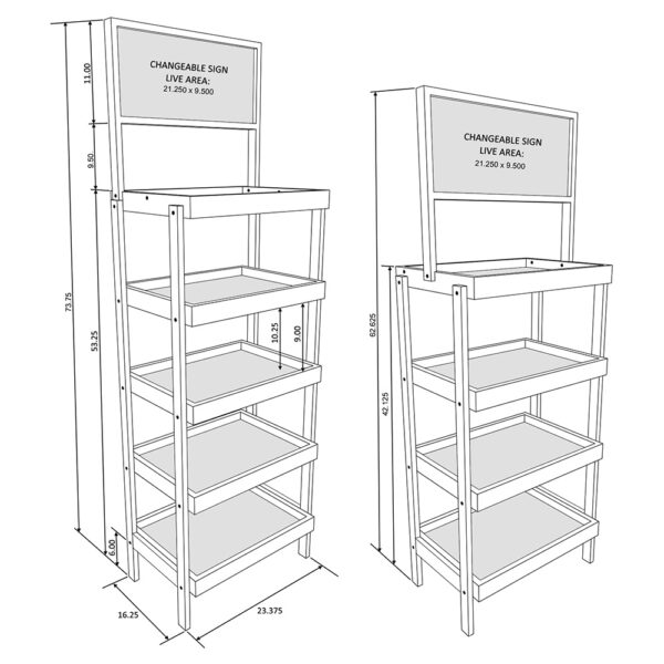 4-Post 23-Inch Wood Display Rack