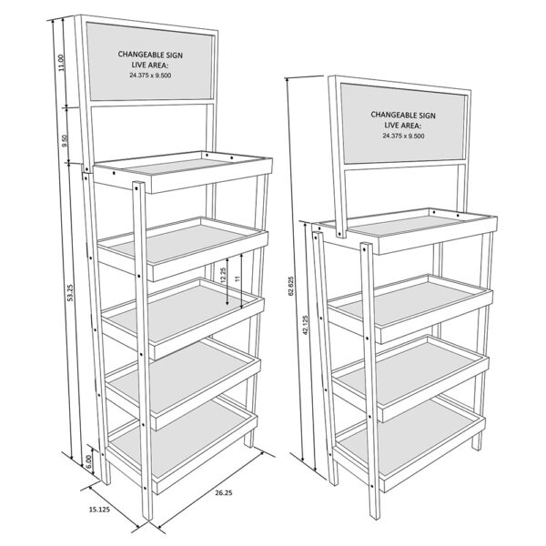 4-Post 26-Inch Wood Display Rack