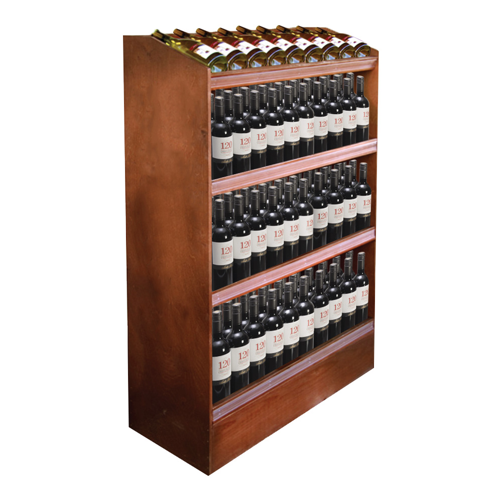 Vintage Retail Wood Wine Display Rack End Cap - Angled Top Shelf