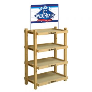 Ice Mountain Wood display rack by InterMarket Technology