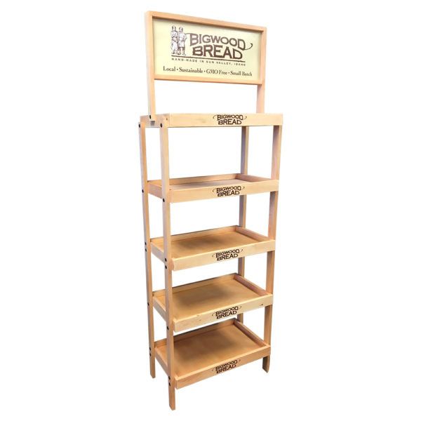 Bigwood Bread 4-Post Wood Display Rack by InterMarket Technology