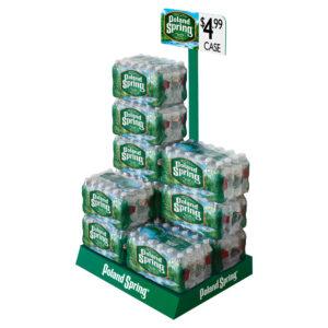 Poland Spring Wood Case Stacker Display with Sign by Intermarket Technology