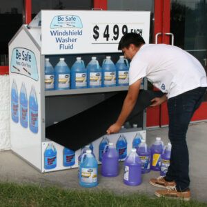 Washer Fluid Steel Master™ outdoor beverage display by Intermarket Technology