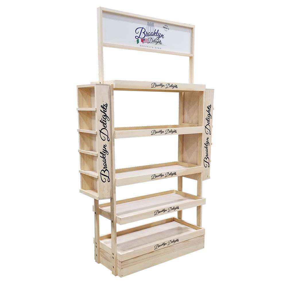 Custom wood display rack for Brooklyn Delights by InterMarket Technology