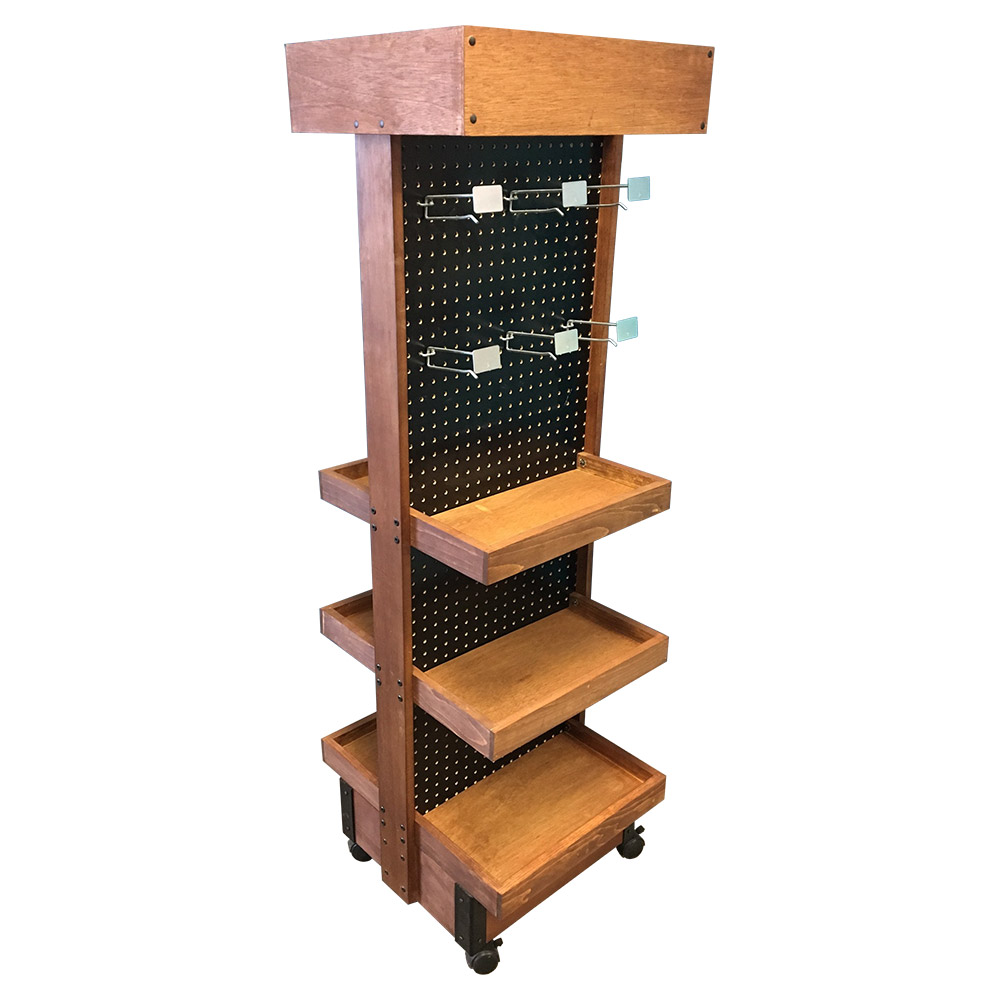custom wood display rack Peg Brander by InterMarket Technology