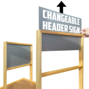 Wood Display Rack with a Changeable Sign Header