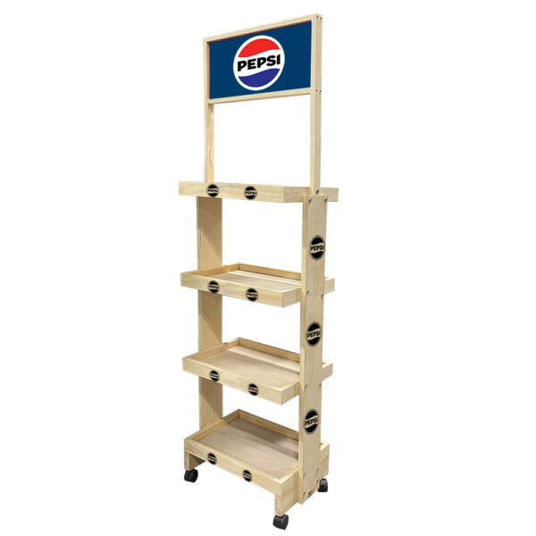 Pepsi SideBrander Wood Beverage Display Rack