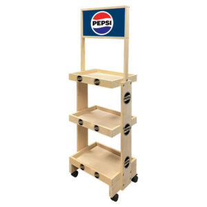Pepsi SideBrander 3-Shelf Wood Beverage Display Rack