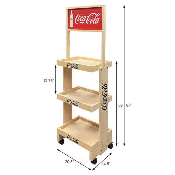 Coca-Cola SideBrander 3-Shelf Wood Beverage Display Rack