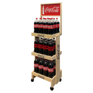 Coca-Cola SideBrander 3-Shelf Wood Beverage Display Rack