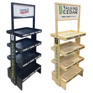 Talking Cedar Custom Wood Rack by InterMarket Technology.