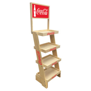 Coca-Cola Slant Brander Tiered Wood Beverage Display Rack